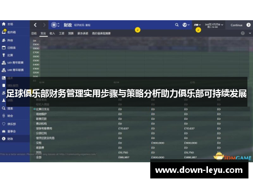 足球俱乐部财务管理实用步骤与策略分析助力俱乐部可持续发展